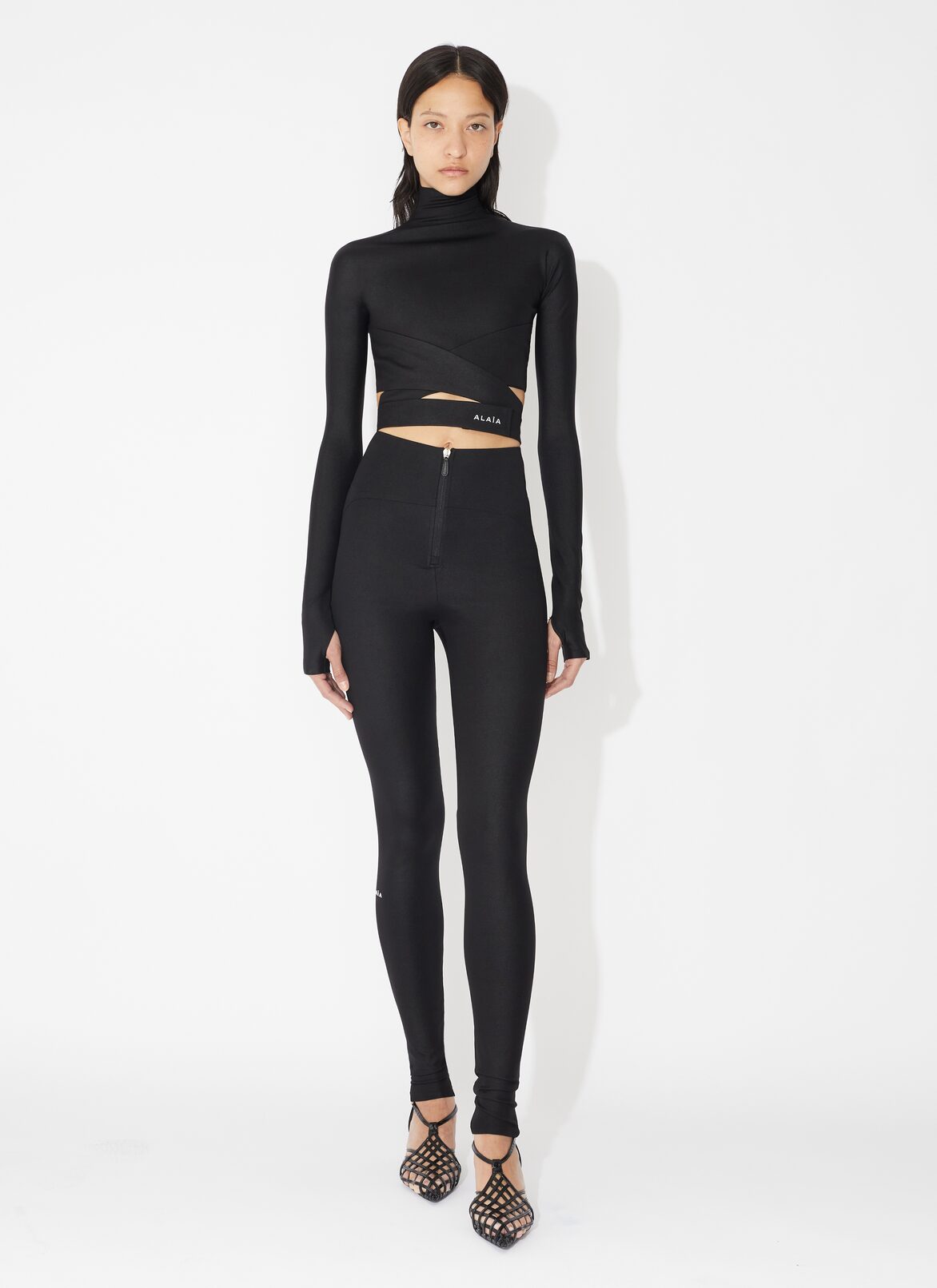 Sculpting jersey top ALAÏA BLACK SCULPTING JERSEY TOP